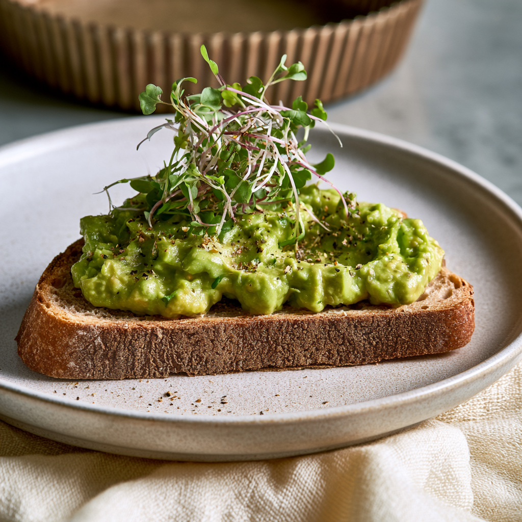 Sauerteigbrot mit Avocado und frischen Microgreens.